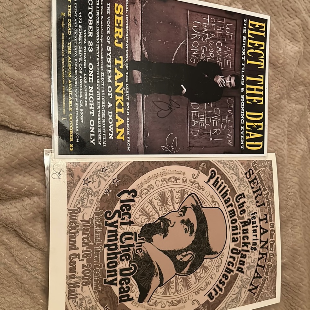 2 signed Serj Tankian System of a Down posters